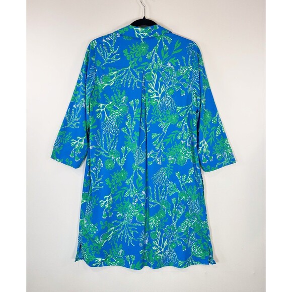Lilly Pulitzer Dress Blue Pilar UPF 50+ Tunic Mini Floral V Neck A Line Small - Picture 8 of 12